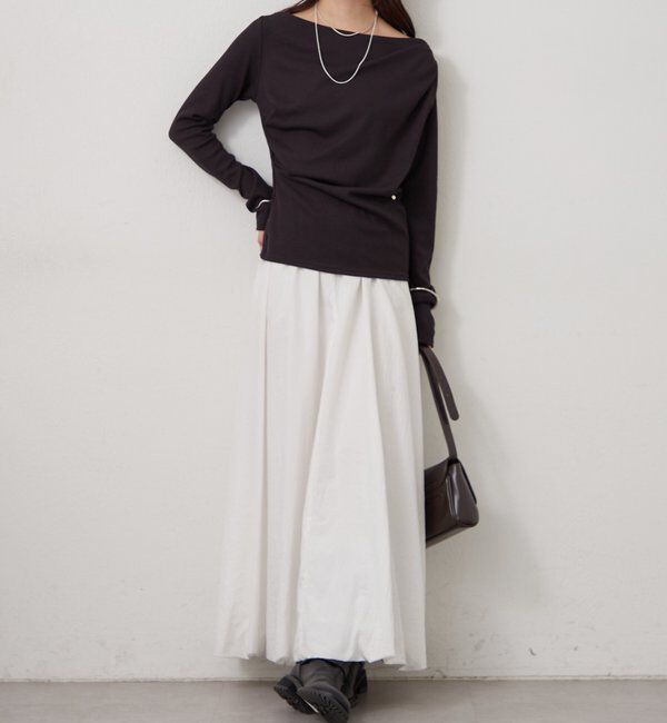  「チャーム付きオフショルリブロングTシャツ」|Tシャツ・カットソー|