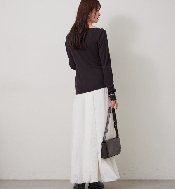  「チャーム付きオフショルリブロングTシャツ」|Tシャツ・カットソー|