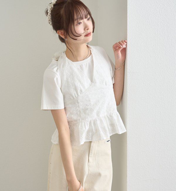  「コットン刺繍ホルターネック」|シャツ・ブラウス|