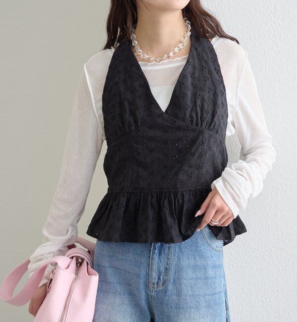  「コットン刺繍ホルターネック」|シャツ・ブラウス|