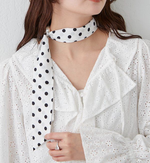  「Lara パール&times;ドットスカーフ」|バンダナ・スカーフ|