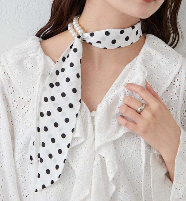  「Lara パール&times;ドットスカーフ」|バンダナ・スカーフ|