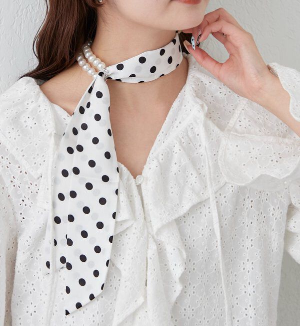  「Lara パール&times;ドットスカーフ」|バンダナ・スカーフ|