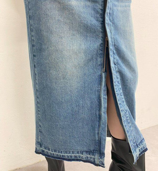  「ノーカラーデニムワンピース」|ワンピース|