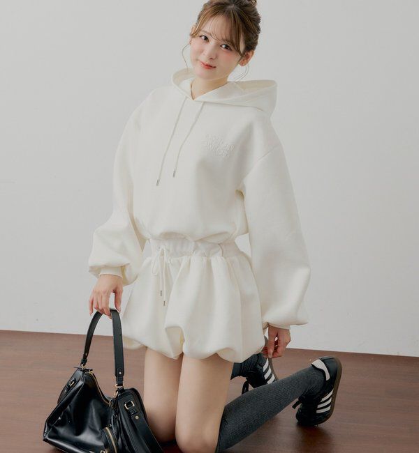  「スウェットバルーンミニワンピース」|ワンピース|ホワイト