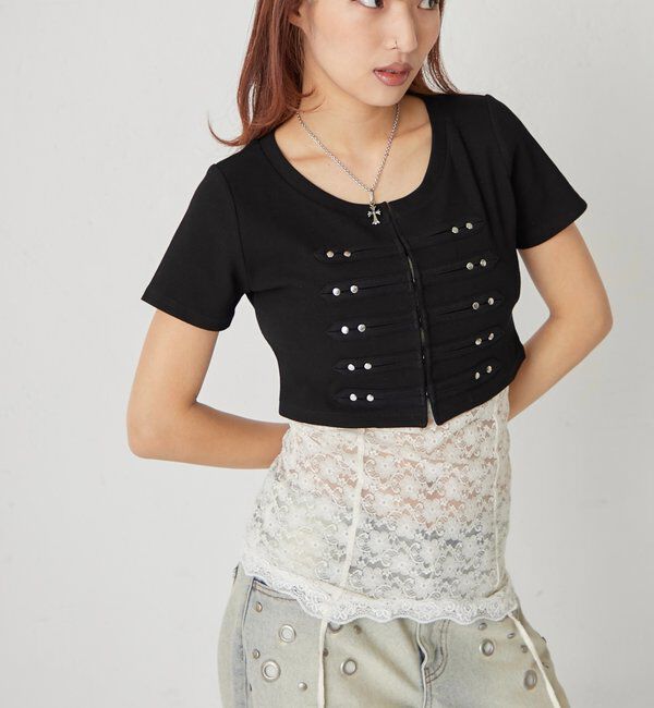  「【WEB限定サイズあり】ナポレオンショート半袖トップス」|Tシャツ・カットソー|