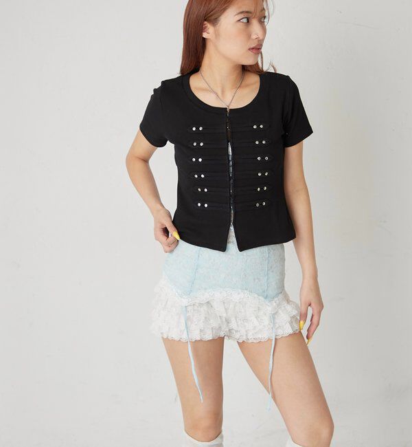  「【WEB限定サイズあり】ナポレオンショート半袖トップス」|Tシャツ・カットソー|