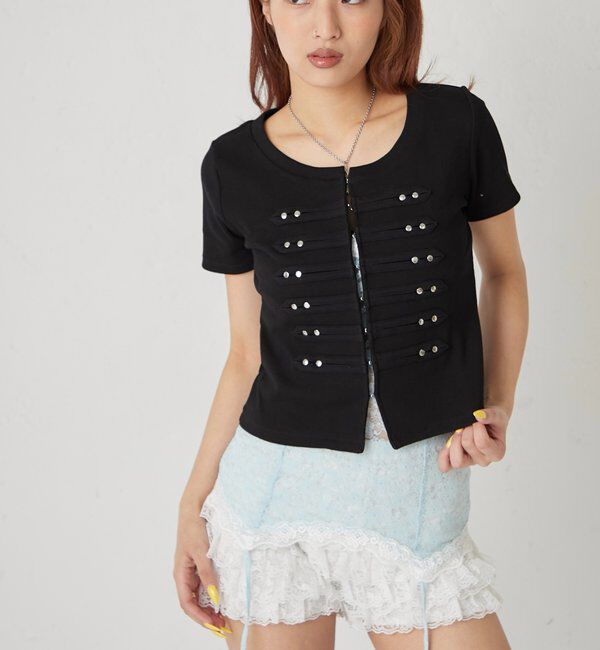  「【WEB限定サイズあり】ナポレオンショート半袖トップス」|Tシャツ・カットソー|