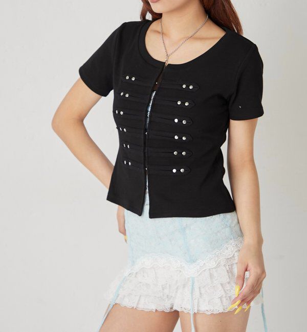  「【WEB限定サイズあり】ナポレオンショート半袖トップス」|Tシャツ・カットソー|