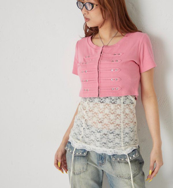  「【WEB限定サイズあり】ナポレオンショート半袖トップス」|Tシャツ・カットソー|