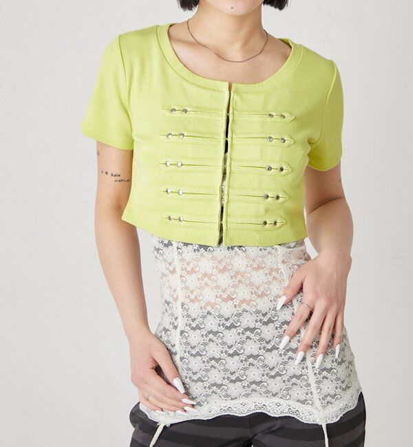  「【WEB限定サイズあり】ナポレオンショート半袖トップス」|Tシャツ・カットソー|イエロー