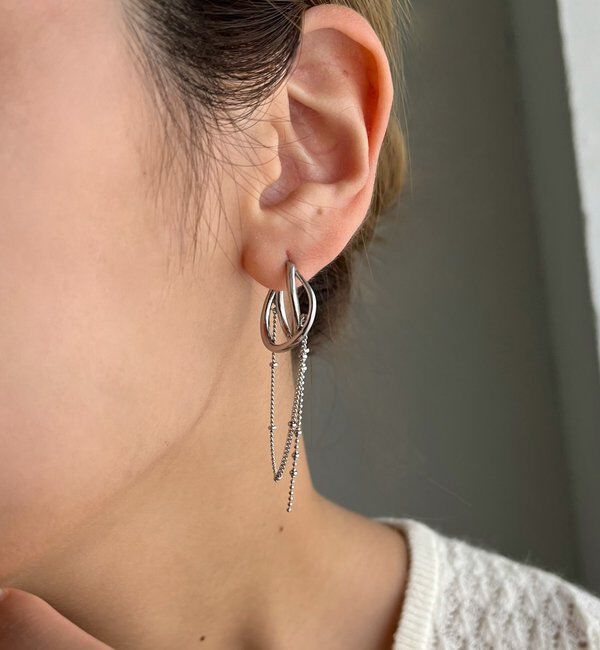  「〈GOLDY/ゴールディ〉2連フープツブチェーンピアス」|リング|