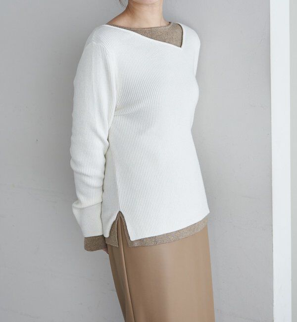  「【4色展開】アシンメトリーリブニット」|ニット・セーター|