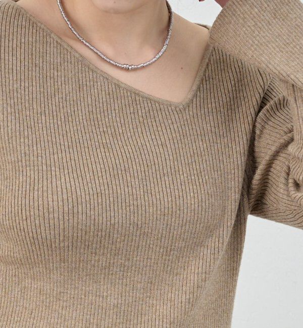  「【4色展開】アシンメトリーリブニット」|ニット・セーター|