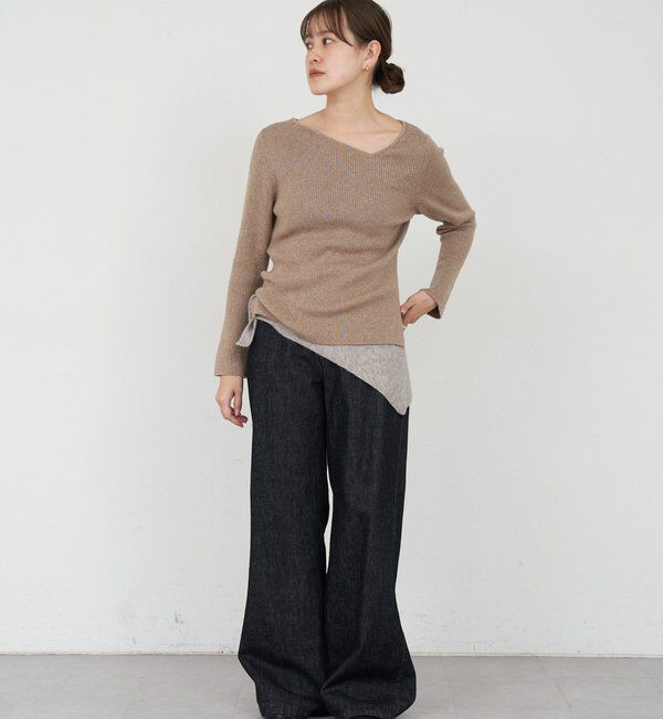  「【4色展開】アシンメトリーリブニット」|ニット・セーター|