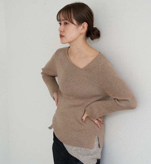  「【4色展開】アシンメトリーリブニット」|ニット・セーター|