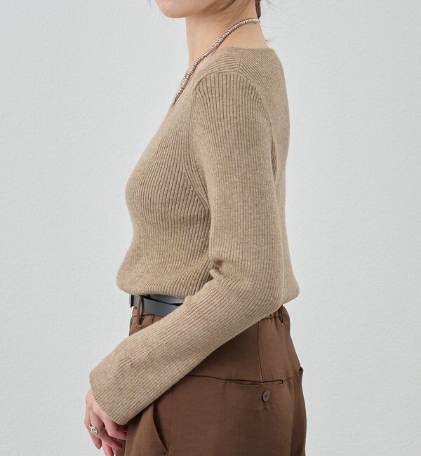  「【4色展開】アシンメトリーリブニット」|ニット・セーター|