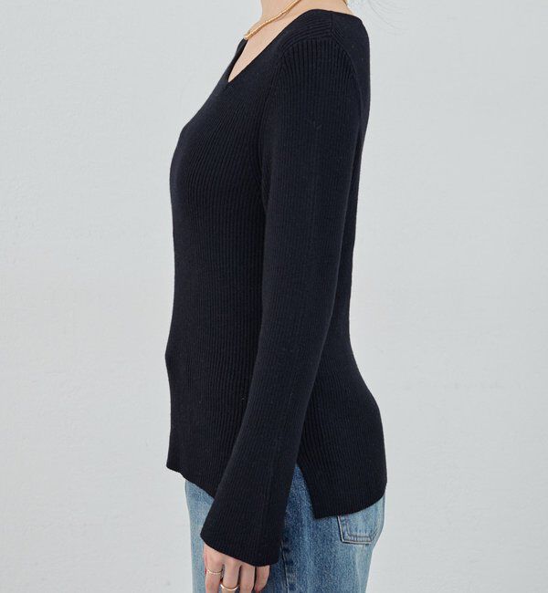  「【4色展開】アシンメトリーリブニット」|ニット・セーター|