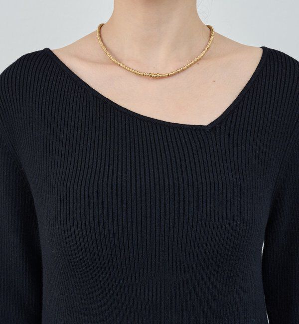  「【4色展開】アシンメトリーリブニット」|ニット・セーター|