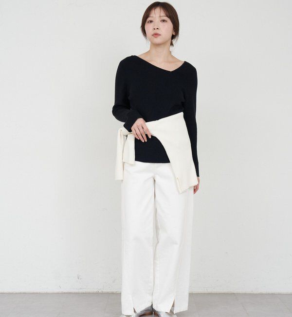  「【4色展開】アシンメトリーリブニット」|ニット・セーター|