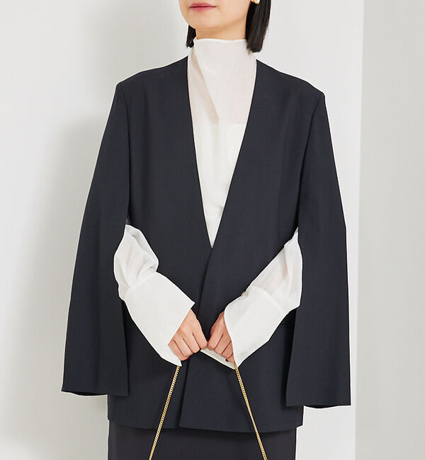 Rouge vif「ノーカラースリットスリーブジャケット」|ノーカラージャケット|