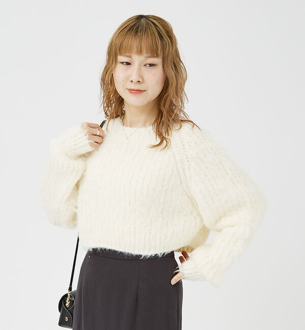 Rouge vif「【一部店舗限定】フェザーヤーンショート丈ニット」|ニット・セーター|