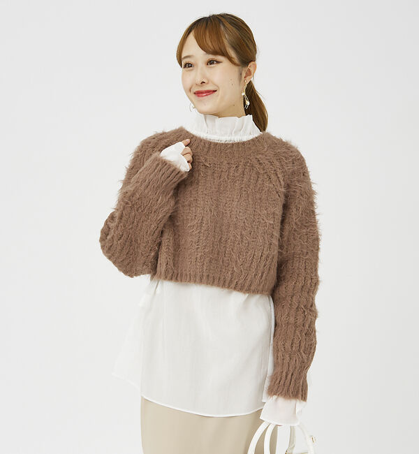 Rouge vif「【一部店舗限定】フェザーヤーンショート丈ニット」|ニット・セーター|