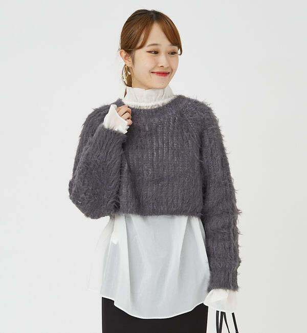 Rouge vif「【一部店舗限定】フェザーヤーンショート丈ニット」|ニット・セーター|