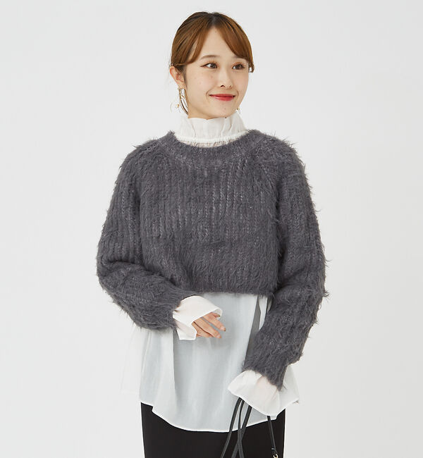 Rouge vif「【一部店舗限定】フェザーヤーンショート丈ニット」|ニット・セーター|