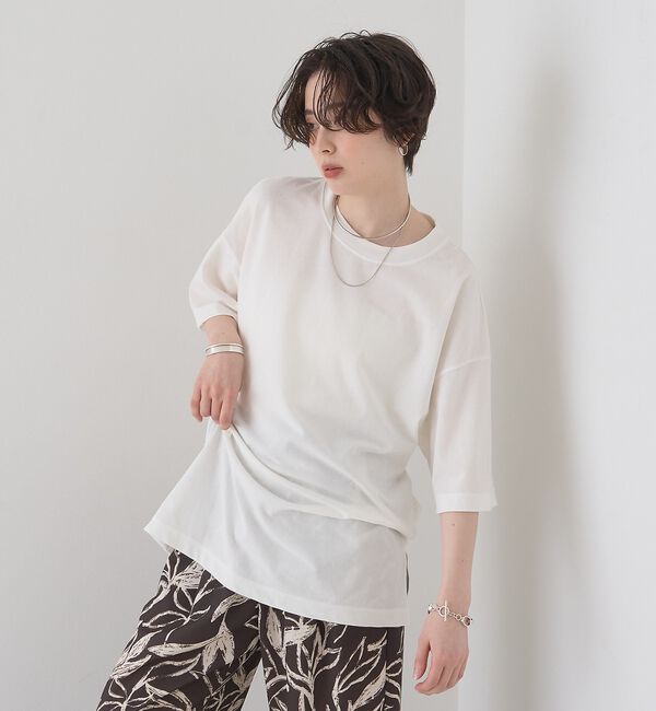 Rouge vif「コットンバックドレープTシャツ/セミロング丈【予約】」|Tシャツ・カットソー|