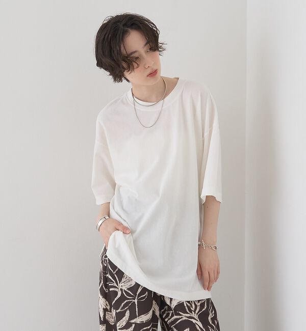 Rouge vif「コットンバックドレープTシャツ/セミロング丈【予約】」|Tシャツ・カットソー|