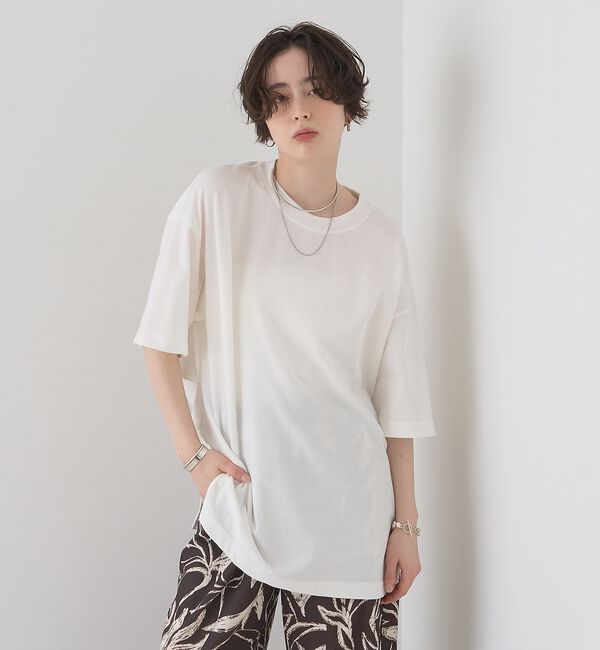 Rouge vif「コットンバックドレープTシャツ/セミロング丈【予約】」|Tシャツ・カットソー|