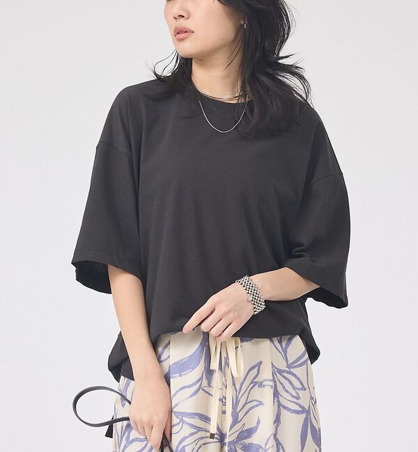 Rouge vif「コットンバックドレープTシャツ/セミロング丈【予約】」|Tシャツ・カットソー|モカ