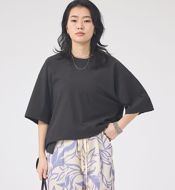 Rouge vif「コットンバックドレープTシャツ/セミロング丈【予約】」|Tシャツ・カットソー|