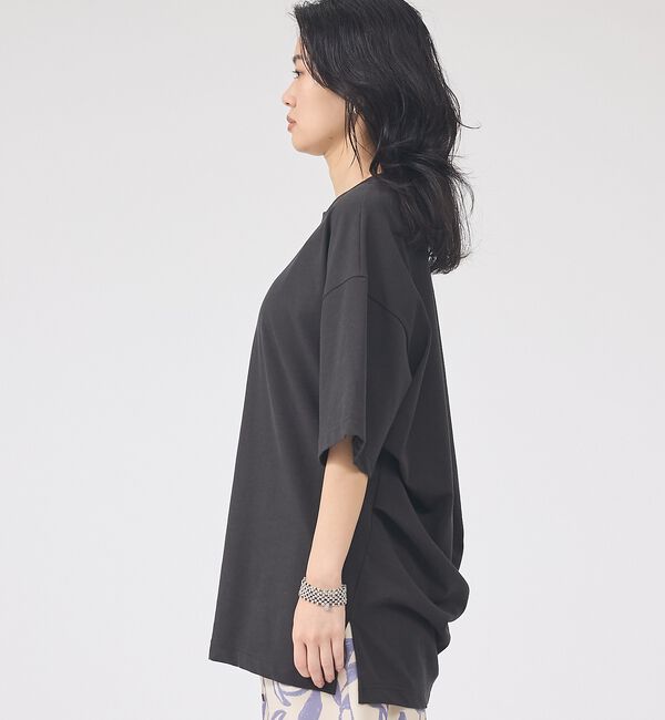 Rouge vif「コットンバックドレープTシャツ/セミロング丈【予約】」|Tシャツ・カットソー|