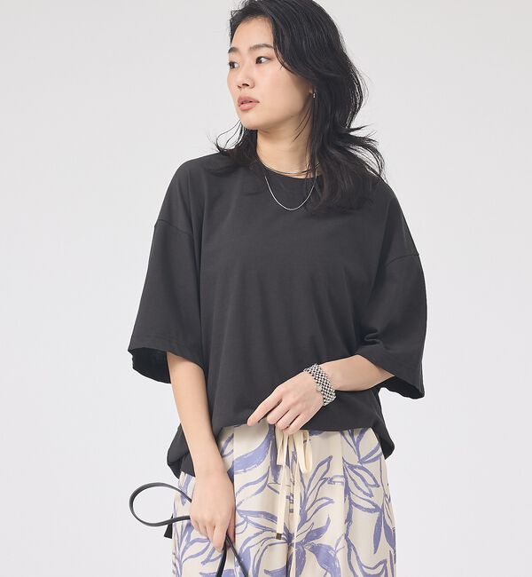 Rouge vif「コットンバックドレープTシャツ/セミロング丈【予約】」|Tシャツ・カットソー|