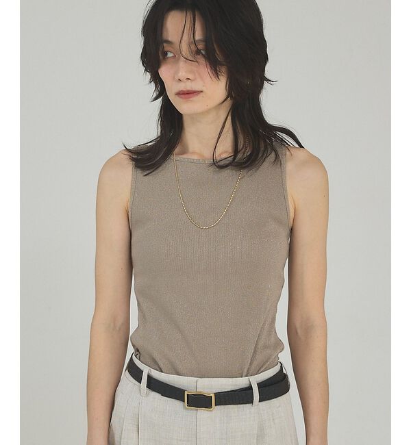 qualite「ラメテレコタンク」|キャミソール|ベージュ