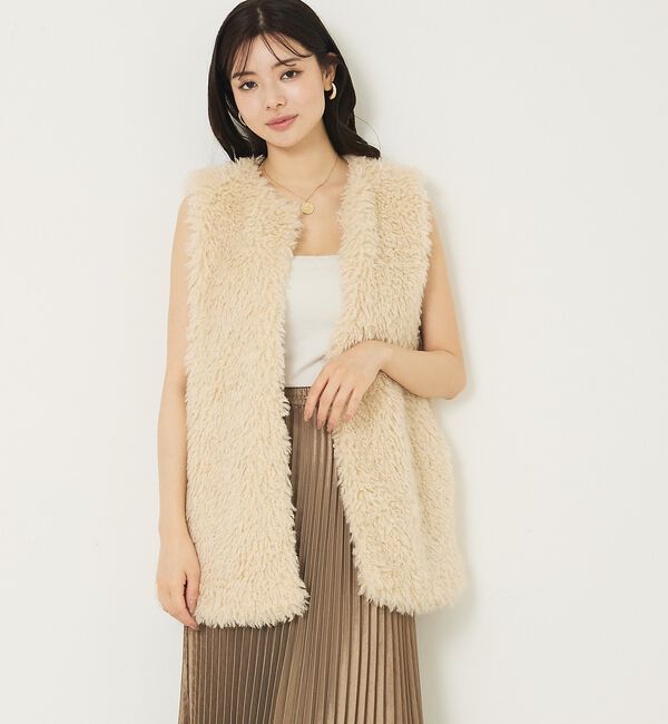 abahouse mavie「フェイクファーベスト」|ベスト・ジレ|