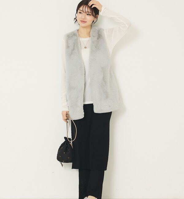 abahouse mavie「フェイクファーベスト」|ベスト・ジレ|