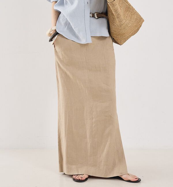 The Store by C' 「【COCUCA】リネンストレートスカート」|スカート|ベージュ