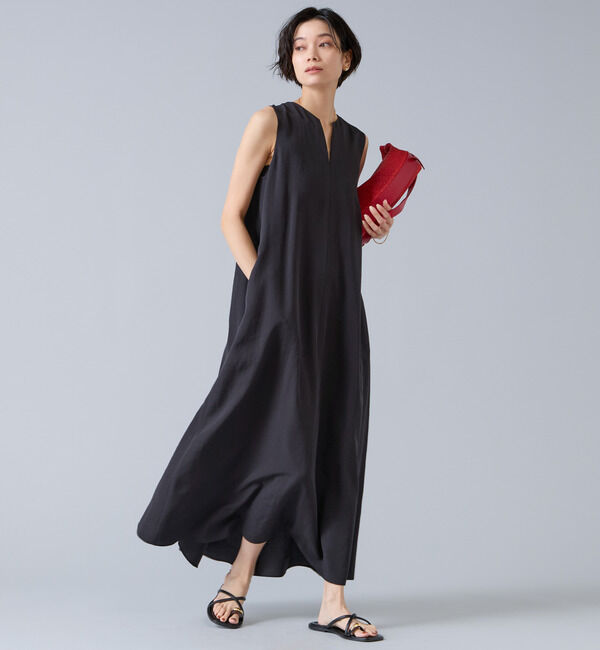 Liesse「後ろあきノースリーブマキシワンピース」|ワンピース|ブラック