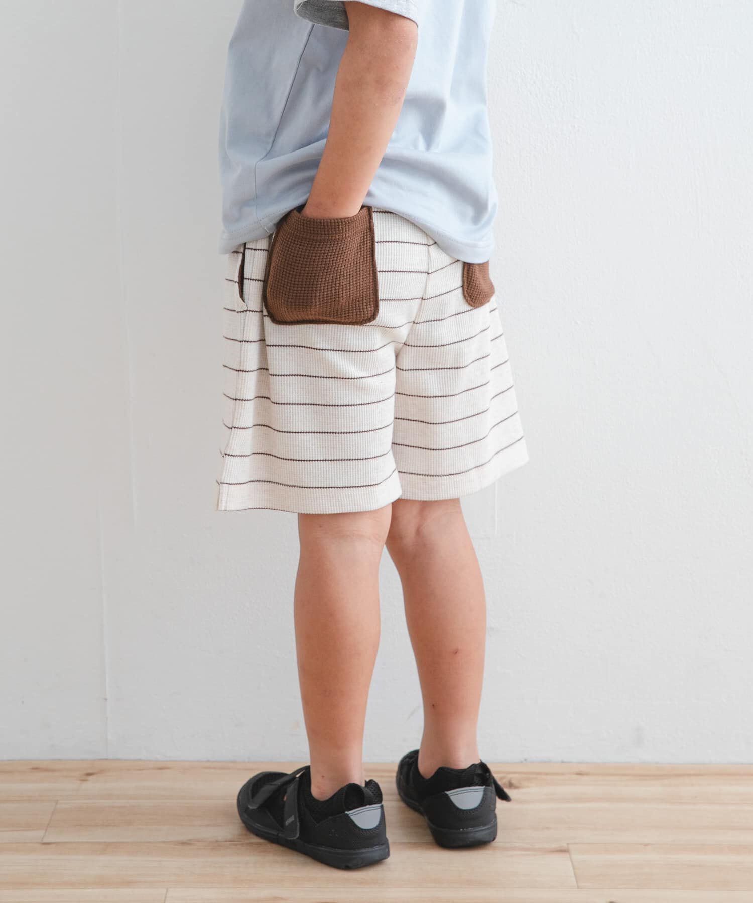 URBAN RESEARCH DOORS「『WEB/一部店舗限定サイズ』ボーダーワッフルショーツ(KIDS)」|その他|アイボリー