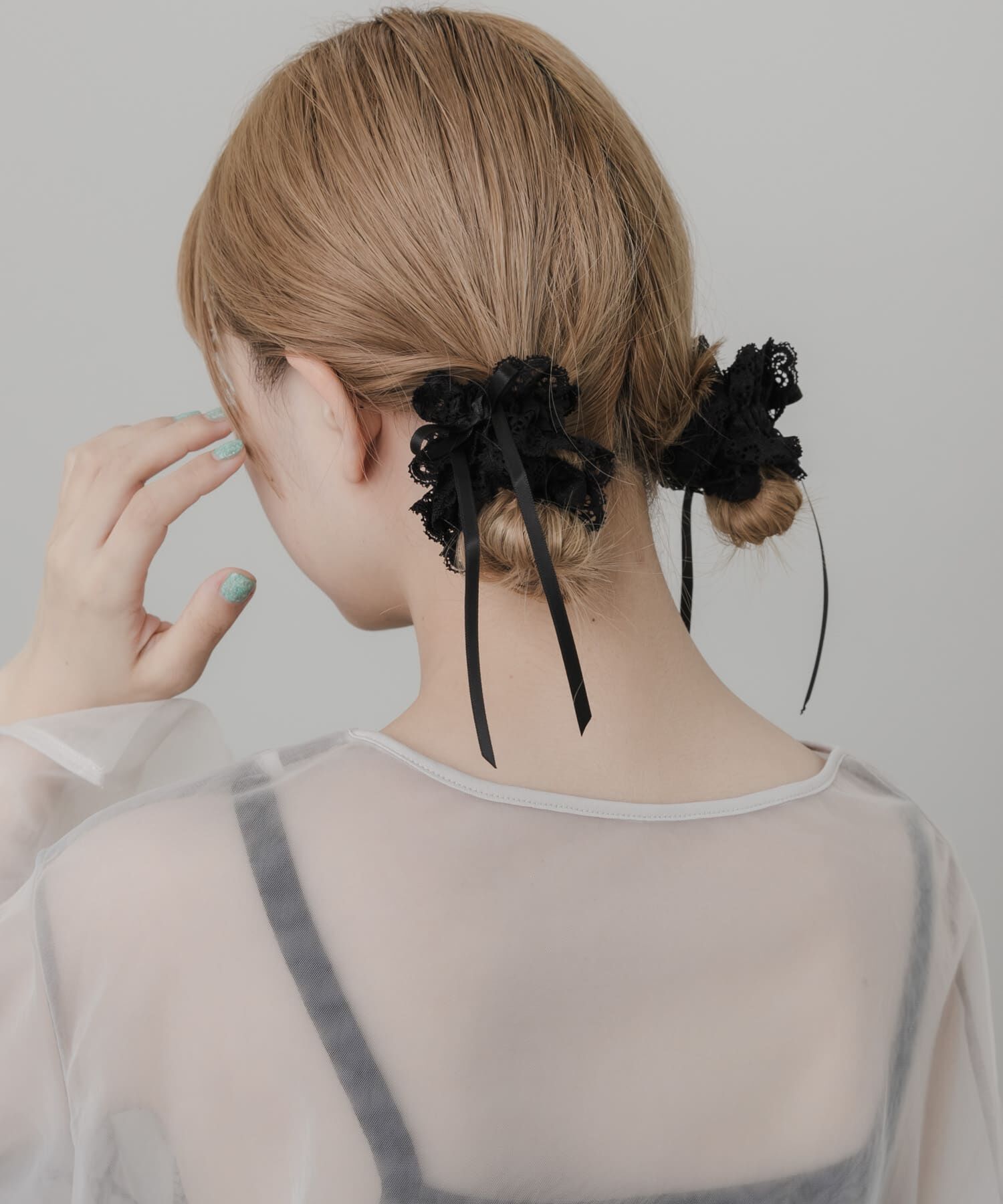 SMELLY「レースリボン2セットシュシュ」|ヘアゴム・シュシュ|