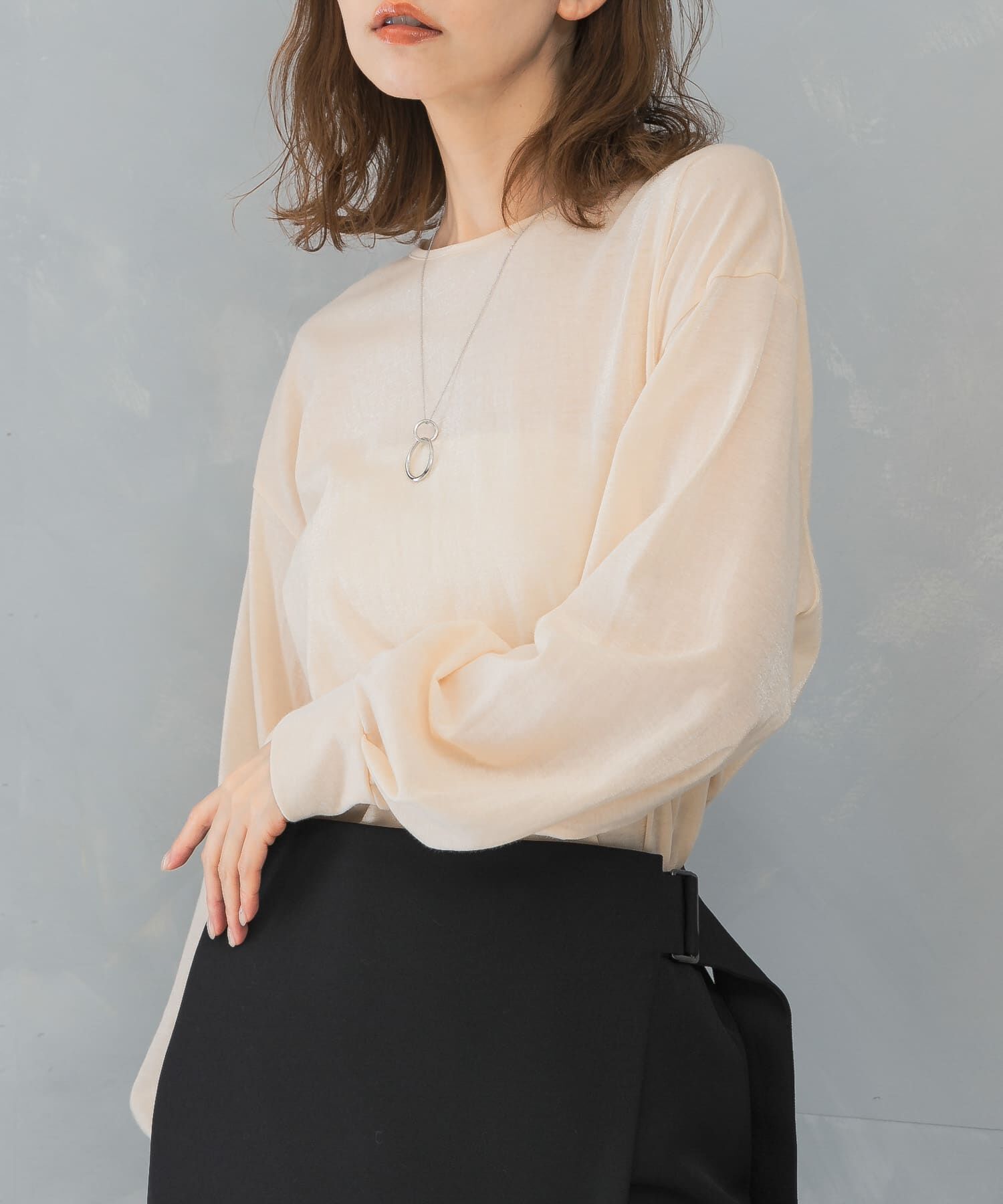 URBAN RESEARCH ROSSO「シアークルーネックロングTシャツ」|Tシャツ・カットソー|ベージュ