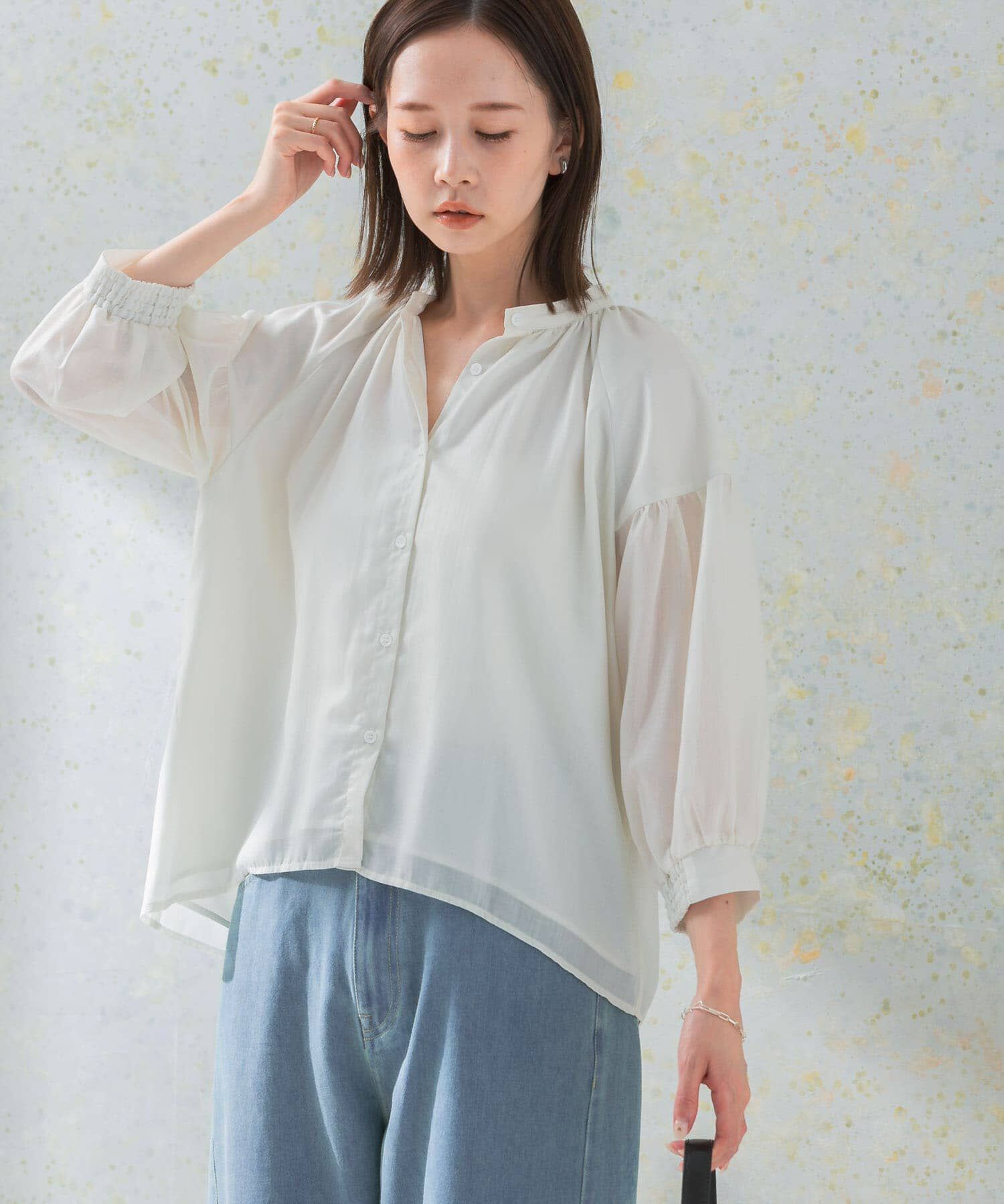 URBAN RESEARCH ROSSO「チンツシアーギャザーブラウス」|シャツ・ブラウス|