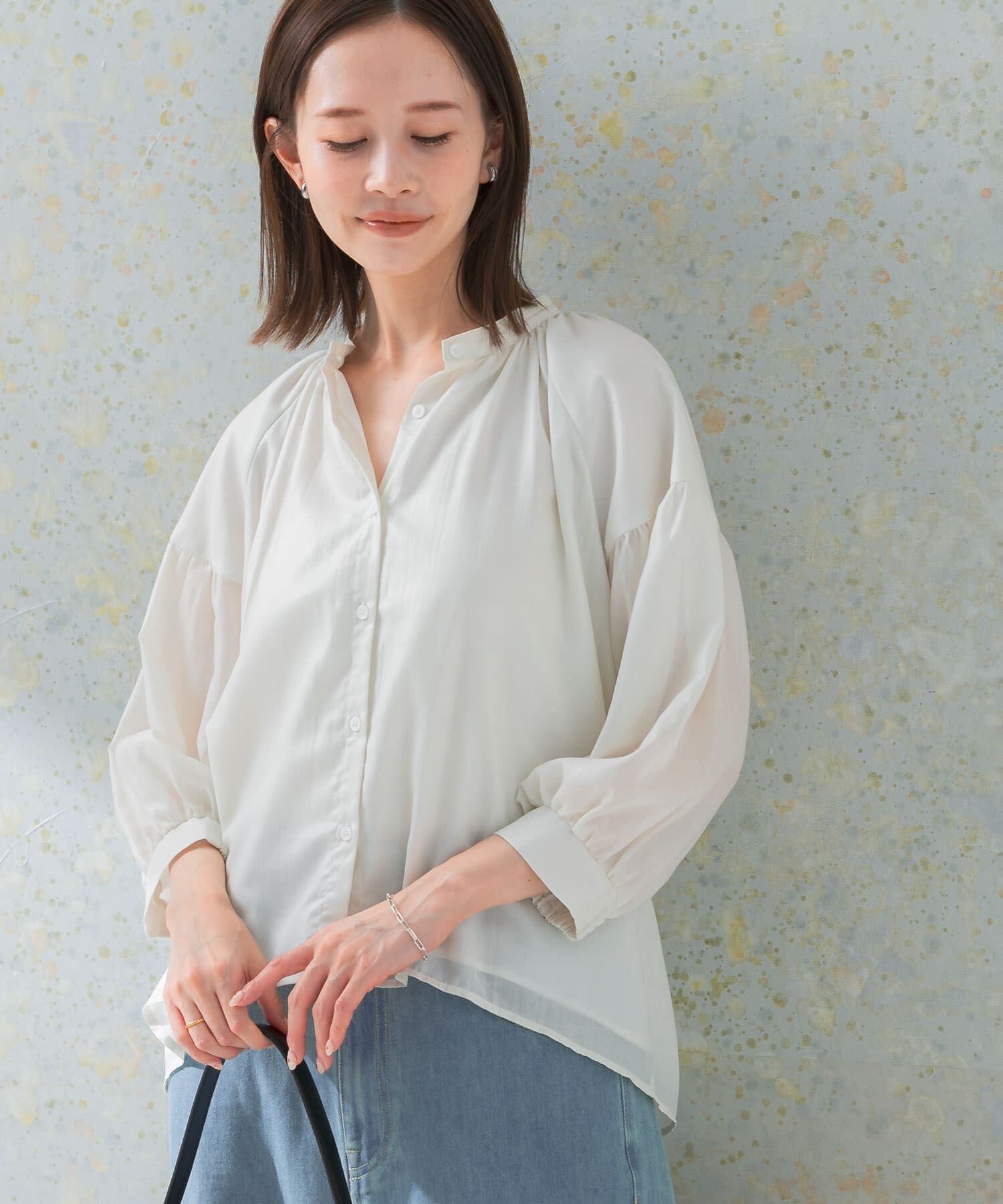 URBAN RESEARCH ROSSO「チンツシアーギャザーブラウス」|シャツ・ブラウス|