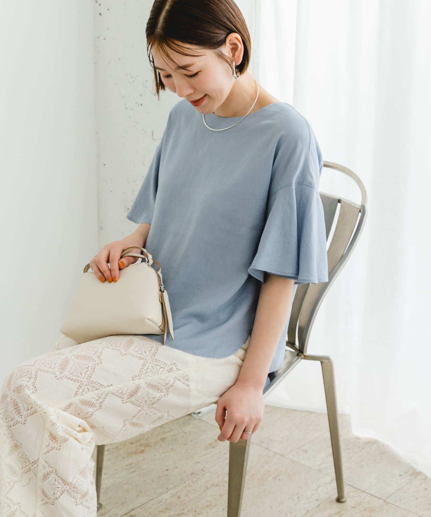 URBAN RESEARCH ROSSO「F by ROSSO　リネンフレアスリーブブラウス」|シャツ・ブラウス|