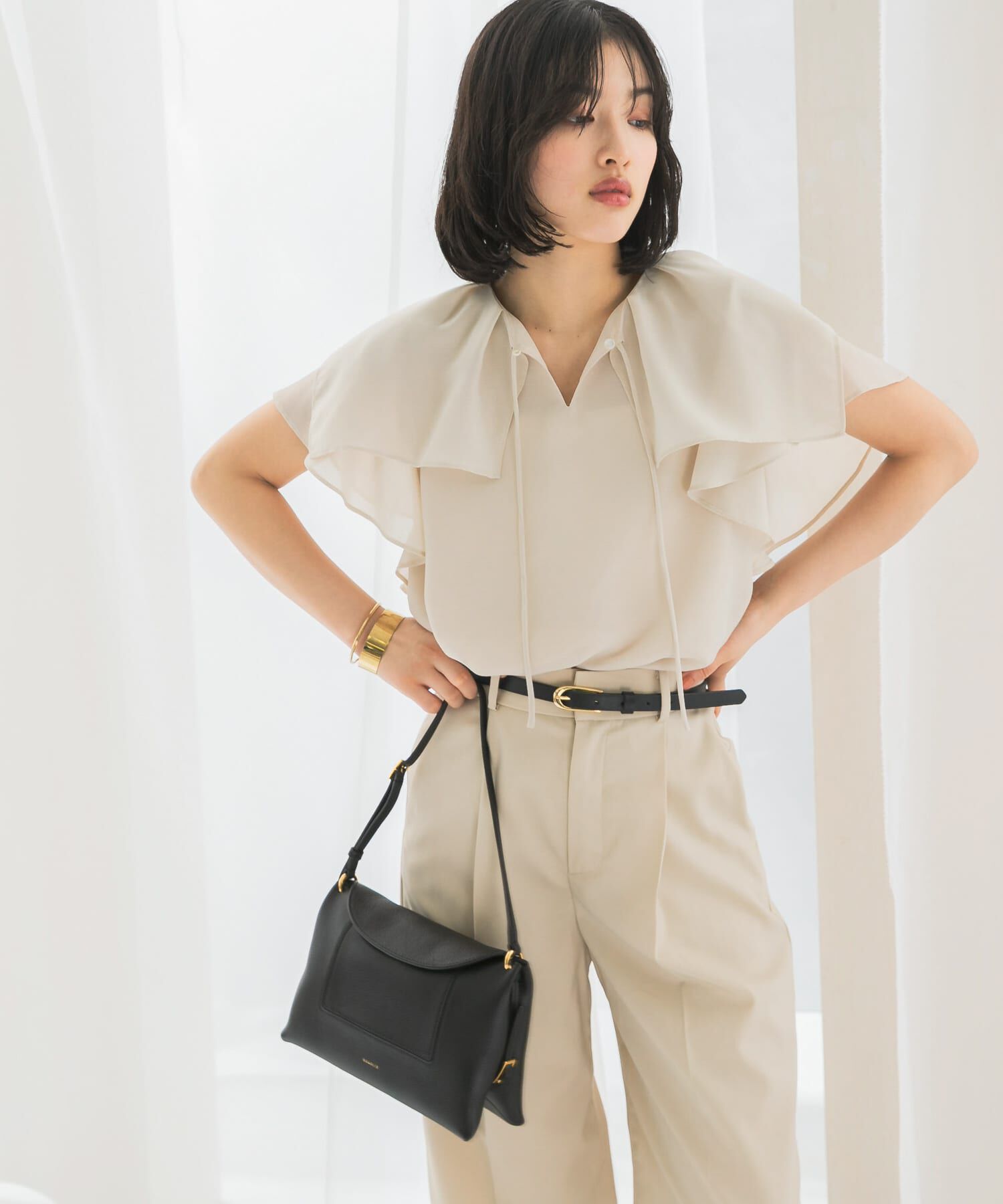 URBAN RESEARCH ROSSO「イージーケアフリルブラウス」|シャツ・ブラウス|