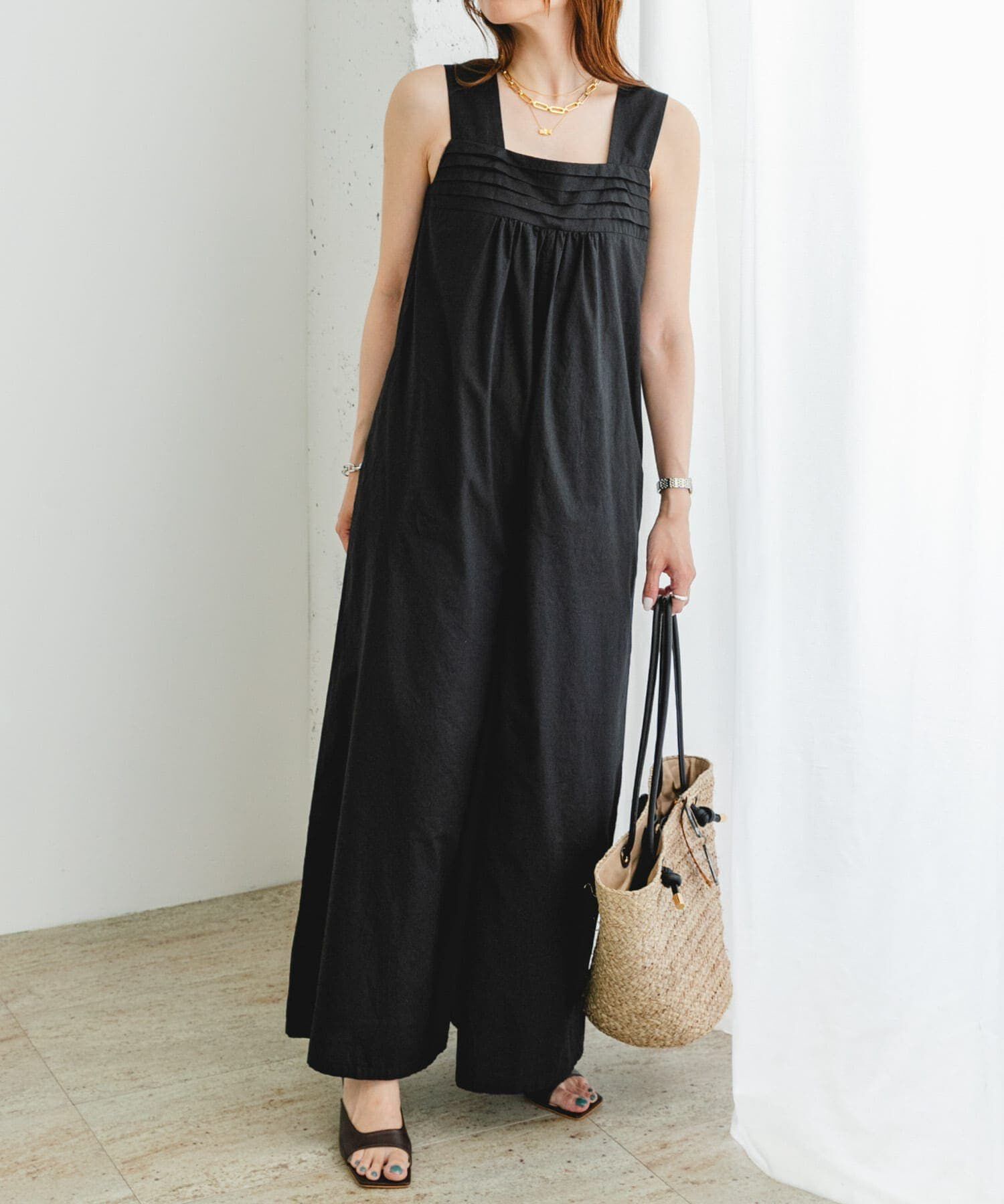 URBAN RESEARCH ROSSO「F by ROSSO　コットンボリュームオールインワン」|スカート|ブラック