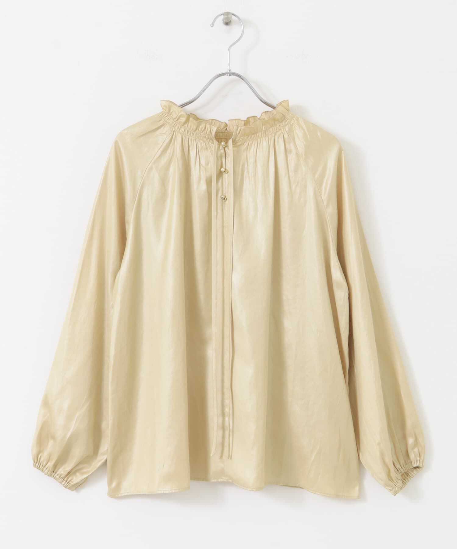 URBAN RESEARCH ROSSO「グロッシー2WAYネックギャザーブラウス」|シャツ・ブラウス|